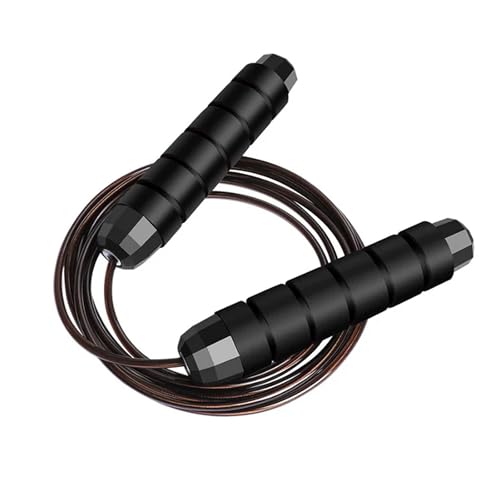MRX BOXING & FITNESS Speed Jump Rope for Men, Women & Kids Tangle-Free Adjustable Steel Cable with Smooth Ball Bearings, and Comfortable Foam Handles for Full-Body Workouts - color: Black