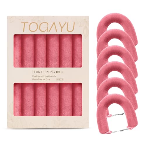 Heatless Curls Overnight Hair Care Set - Jumbo Velvet Hair Curlers | No Heat Hair Rollers for Women, Comfortable Sleep-In Hair Rollers with Satin Scarf, No Heat Damage Curling Rods for All Hair - color: Pink-6PCS