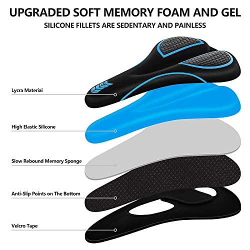Bike Seat Cushion Gel Padded Bike Seat Cover Extra Soft Comfy for Men Women Comfort,with Peloton Stationary, Exercise, Mountain Bikes, Road & Electric - color: Blue
