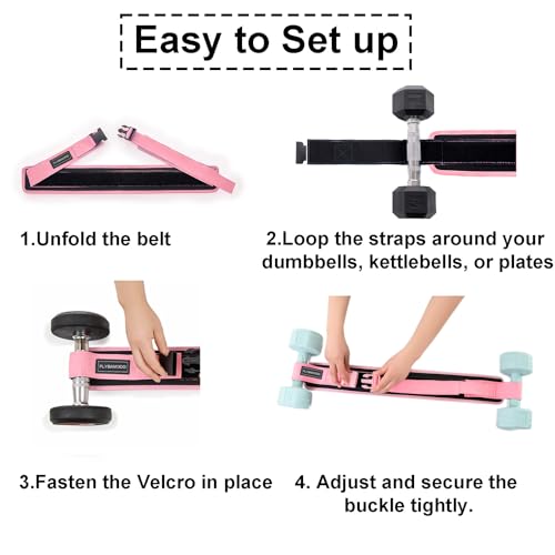 Hip Thrust Belt for Dumbbells,Booty Belt for Hip Thrust Slip-Resistant Padding - color: Pink