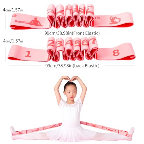 8 Loops Stretching Strap for Kids, Extended Dance Stretch Band Elastic for Ballet & Gymnastics, Children's Resistance Bands for Flexibility Training, Dance Equipment for Girls - color: Pink
