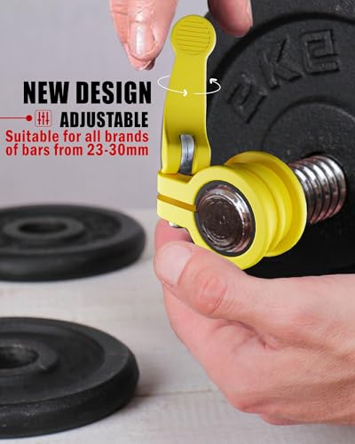 Mini Barbell Clips 1 inch I Multi-Size Adjustable Barbell Collar I 1 inch Barbell ClampsIQuick Release Weight Clips Pair of Locking for Dumbbell Bar - color: Yellow