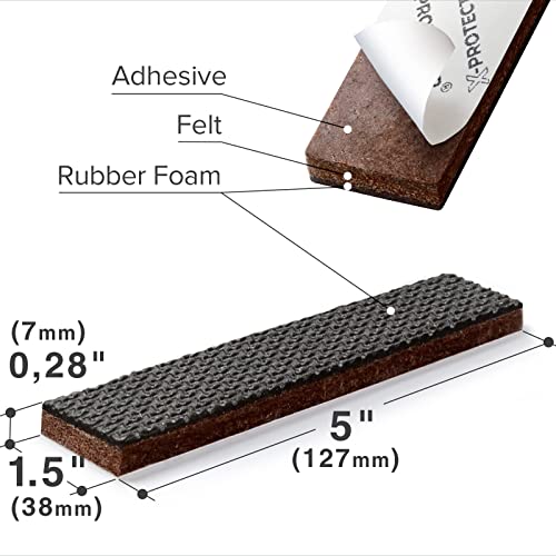X-PROTECTOR Non-Slip Furniture Pads 8PCS 1.5”x5” Rubber Furniture Grippers | Self-Adhesive Floor Protectors Grips for Furniture Feet - Non Skid Furniture Pad Floor Protectors - Keep Furniture in Place! - size: 1.5 x 5 inch 8 Rectangular