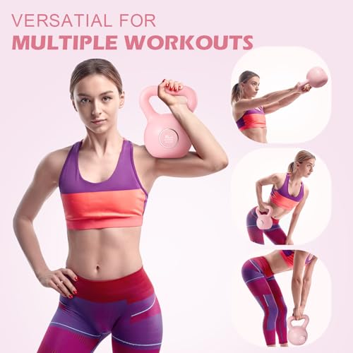 KHTO Kettlebells Fitness Exercise-Pink Strength Training Kettlebell Sets,Dumbbell Weights for Home Gym Equipment - style: 15LB