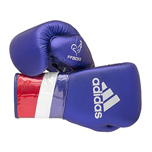 adidas Speed 500 Pro Boxing Gloves – Genuine Leather Training Gloves for Men & Women, Lace-Up Heavy Bag & Kickboxing Gloves - color: MET BLUE/RED/SILVER, size: 16 oz