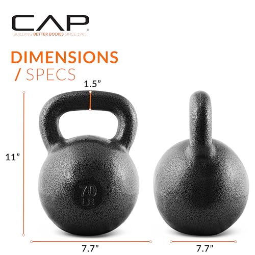 CAP Barbell Cast Iron Kettlebell - Singles and Sets, Multiple Weight Choices - size: 70.0 Pounds