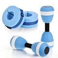 4 Pcs Water Aerobics Set for Aquatic Exercise, 2 Foam Water Dumbbells & 2 Aquatic Cuffs, Pool Resistance Weights Fitness Equipment, Ankle Arm Swim Weights for Water Workouts & Training