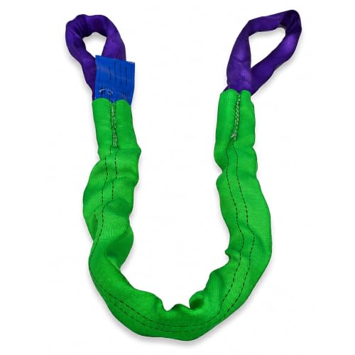 2" x 5' Lifting Slings Straps Polyester Heavy Duty Web Slings 4400 Lbs Vertical, 3520 Lbs Choker, 8800 Lbs Basket (Green/Purple) - size: 2 Inch x 5 Feet