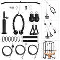 LFJ LAT Pull Down and Lift Weight Pulley System Cable Machine Pulley Attachment for Triceps Pull Down, Biceps Curl, Back, Forearm, Shoulder Home Gym Equipment - style: Set with Adjustable Bar