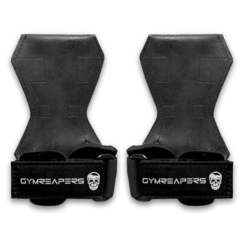 Gymreapers Weight Lifting Grips (Pair) for Heavy Powerlifting, Deadlifts, Rows, Pull Ups, with Neoprene Padded Wrist Wraps Support and Strong Rubber Gloves or Straps for Bodybuilding - color: Black, size: Large