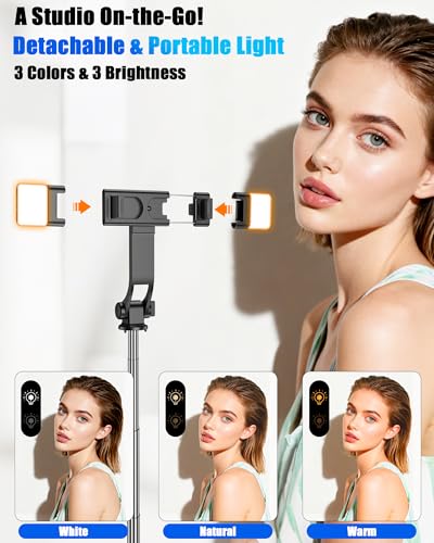 Selfie Stick with Light & Wireless Remote, Portable Phone Tripod Stand for iPhone & Android, Lightweight Foldable Selfie Stick for Travel, Vlogging, and Live Streaming - size: 40" Selfie Stick with Light and Wireless Remote