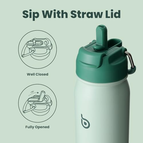 BOTTLE BOTTLE 24oz Insulated Water Bottle Stainless Steel Sport Water Bottle with Straw and Adjustable Lid Daily Pill Organizer - color: green