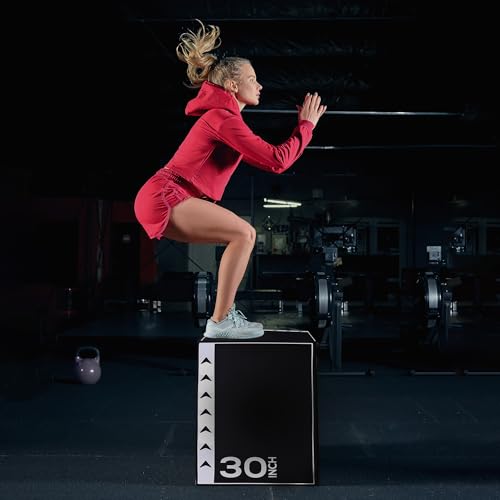 BalanceFrom 3-in-1 Foam Plyometric Jump Box for Home Gym with Multiple Height Options – Versatile Plyo with Non-Slip Surface for Strength, HIIT, Step-Ups, and Agility Training - color: Black & White, style: 20 x 24 x 30 inch (60lbs)