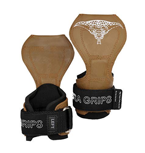 Cobra Grips Weight Lifting Gloves with Adjustable Neoprene Padded Wrist Wraps - Heavy Duty Alternative to Power Lifting Hooks for Deadlifts - color: FIT Brown Rubber, size: 4.25 - 7.0"