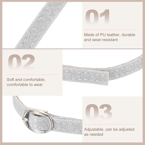 uxcell Replacement Ankle Strap for Heels Detachable Shoe Straps PU Leather Shoe Band - color: Frosted Silver