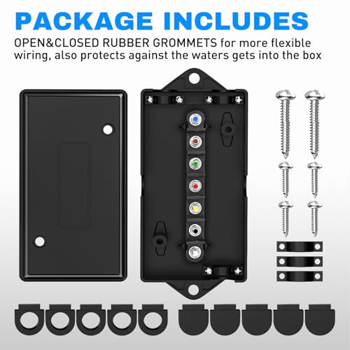 Nilight - 50048R 7 Way Electrical Trailer Junction Box 7 Gang Trailer Wire Connector Junction Box Weatherproof for Rewiring Camper RV Caravans Boat 7 Pole Cable Connection Box,2 Years Warranty - color: Junction Box