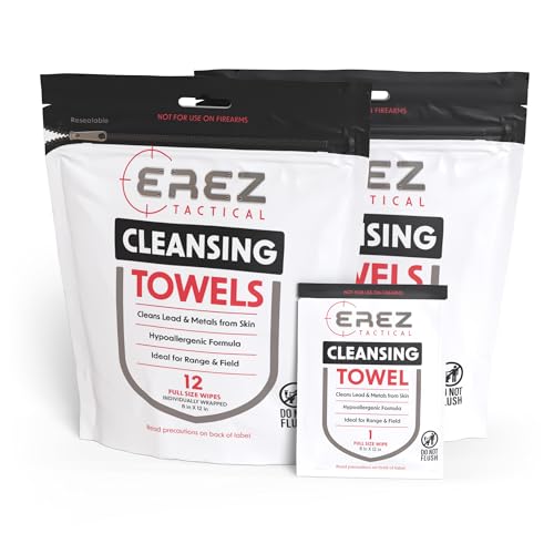 Lead Wipes for Shooting - 12 XL Hypoallergenic Towels, Plant-Based Cloth, Lead Remover for Range & Field, Removes Lead & Metal Dust, Safe for All Skin, 8"x12" - size: 12 Count (Pack of 2)