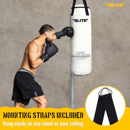 Elite Sports Boxing Bag 4 FT – Heavy Duty Canvas Punching Bag with Straps for Boxing, Training, MMA, Muay Thai, Kickboxing, Martial Arts & Fitness – UNFILLED Heavy Bag - color: Raw Color