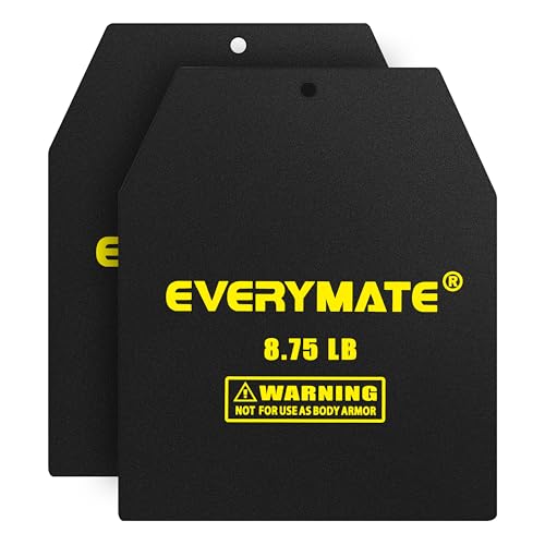 EVERYMATE Tactical Weighted Vest Plates – 3.75/5.75/8.75/14.5/19.75LB Pairs – Insert Weighted Vest Plates- Contoured Ergonomic Fit – WODs, Strength Training, Running, Weight Plates for Vest - color: 8.75LB*2, size: Straight