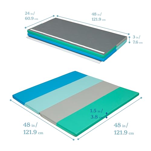 ECR4Kids SoftZone 4-Section Rainbow Runway Activity Mat, Folding Playmat, Contemporary - color: Contemporary