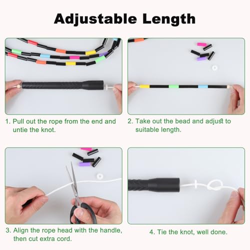 2 PACK 16.5FT Double Dutch Jump Ropes for Adults Kids, Rainbw Long Jump Rope, 1” Beaded Jump Rope for Fitness, Segmented Skipping Ropes for Exercise Training, Tangle-Free - color: Black-2Pcs