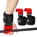 Weight Lifting Hooks (Pair), Heavy Duty Wrist Straps for Weightlifting, Hand Grip Support Lifting Hooks for Weight Lifting, Deadlifts, Pull Ups, Rows & Shrugs - color: Red