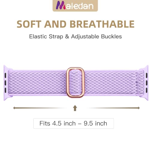 Maledan 10 Pack Stretchy Braided Compatible with Apple Watch Band Women Men 38mm 40mm 41mm 42mm 44mm 45mm 46mm 49mm, Soft Nylon Solo Loop Elastic Strap for iWatch Series 11 10 9 8 7 6 5 4 3 2 SE Ultra - color: Wave-Black/White/Rose Pink/Pine Green/Smokey