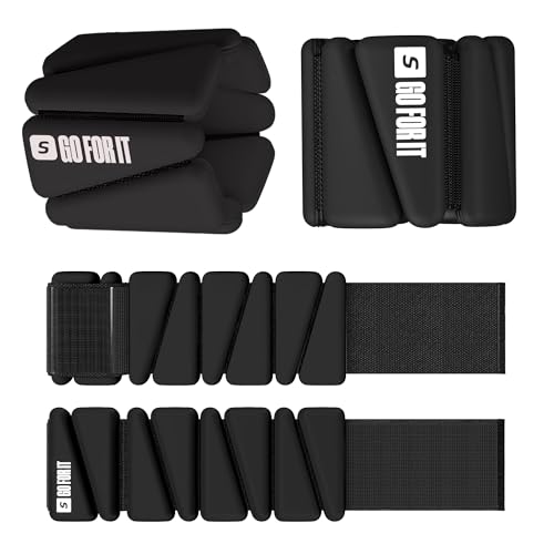 SPORTBIT Wrist and Ankle Weights for Women - Set of 2 (1lb Each) Wearable Ankle & Wrist Weights - Leg & Arm Bands, Silicone Weighted Bracelets for Workout, Walking, Running, Yoga, Pilates - color: Black