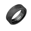The Ridge Tungsten Rings For Men - Mens Wedding Band - Strong, Durable, and Scratch-Resistant Beveled Ring With Silicone Band - color: Forged Carbon