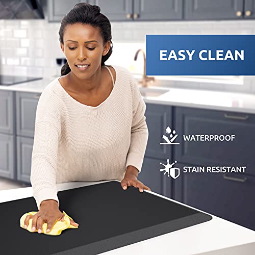 KitchenClouds Kitchen Mat Cushioned Anti Fatigue Rug 17.3"x28" Water Resistant, Non Slip, Standing and Comfort Desk/Floor Mats for House Sink Office (Black) - color: Black, size: 28"L x 17.3"W x 0.5"Th