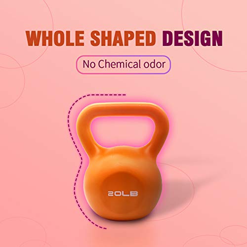 IFAST Kettlebell Sets, Strength Training Kettlebells Weight Set for Women, Vinyl Coated Kettle Bell for Home Gym Workout Weight Lifting Equipment, Comfortable Grip Wide Handle Weights 5lbs 10lbs 15lbs 20lbs, 4-Piece Total