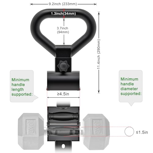 SELEWARE Dumbbell Converter, Steel Dumbbell to Kettlebell Converter Handle | Versatile Kettlebell Handle with Non-Slip Ergonomic Grip for Home Gym Weight Lifting, Fits Most Dumbbells Up to 100lbs