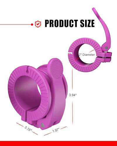 Olympic Barbell Clamps 2 inch Adjustable Barbell Clips Quick Release Pair of Locking Weight Clips for Bars - color: Rose