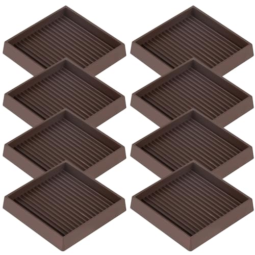 Furniture Pads Rubber Furniture Caster Cups, Anti-Sliding Bed Stopper Floor Protectors with Grip, 2x2 Square Non Slip Furniture Pads - Protect Any Flooring (Brown, 8 Pack) - size: 2" x 2" (Set of 8)-Square