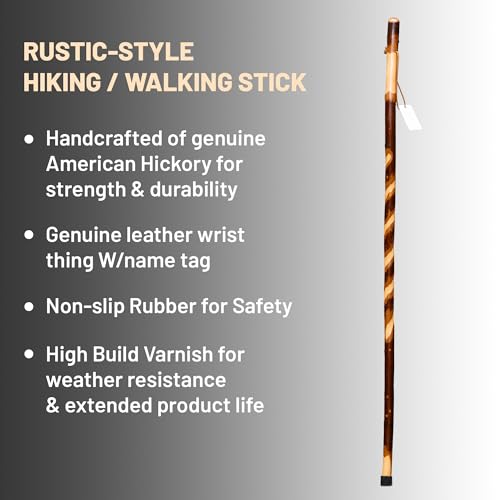 Handmade Wooden Walking Cane for Men Women Seniors with Genuine Leather Wrist Strap for Hiking, Walking and Outdoor Trekking - Made in USA - size: 40"- Kids, style: Twistik