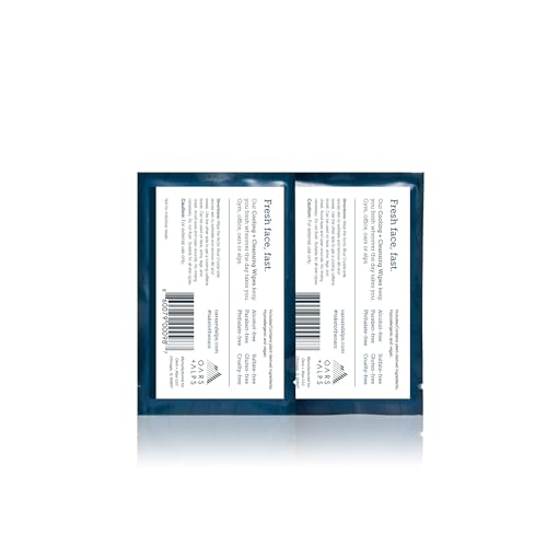 Oars + Alps Cooling Face & Body Wipes, Dual Sided Cleansing Wipes Towelettes for Post Workout, Activities,Commutes, Dermatologist Tested Skin Care with Menthol & Ginseng, Travel Friendly, 14ct