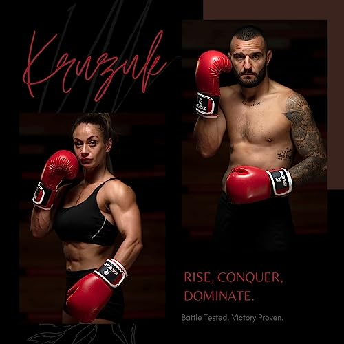 Kruzak Boxing Gloves for Men & Women, Sparring & Kickboxing Gloves, Muay Thai & MMA Gloves, 8-16 oz - color: Red, size: 10 oz