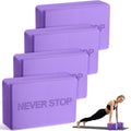 RoundFunny 4 Pack Yoga Blocks Non Slip Pilates Brick Foam Blocks Pilates Dance Gymnastics Workout Fitness Props Tool for Stretching Meditation and Exercise - color: Purple