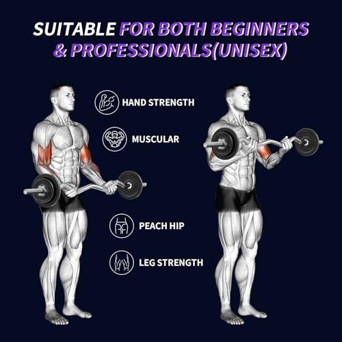 47" EZ Curl Bar Weight Lifting Bar, 1-inch Curling Bars for Weight lifting | Barbell bar for Hip Thrusts/Squats/Lunges for Gym and Home, With 2 Star Double Risk Star-nuts (220lb Weight Capacity) - color: Silver