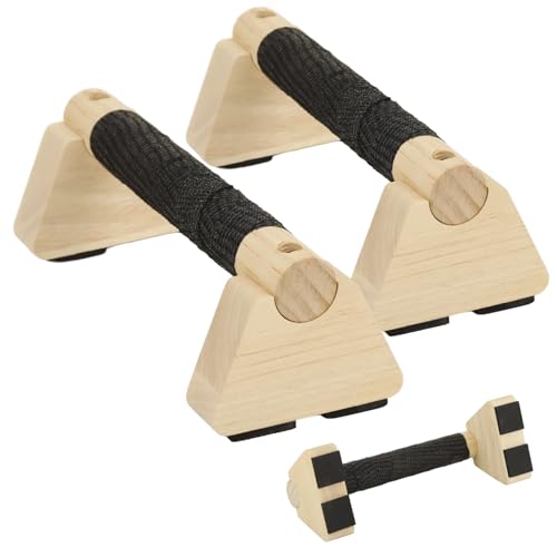 2 PCS Wooden Parallettes Push Up Bars, 9.85 x 3.93 In Solid Wood Pushup Handles, Non Slip Calisthenics Stands, Floor Exercise Bars for Handstand Training, Home Strength Workouts for Men Women