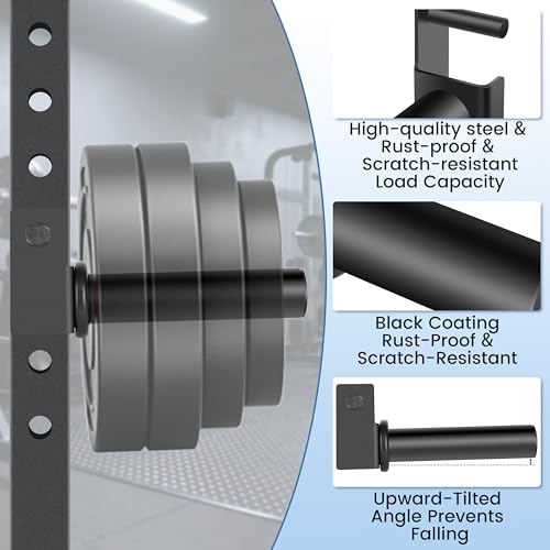EVERYMATE Power Rack & Squat Rack Attachments Olympic Weight Plate Holder – Fits 2x2,2.3x2.3,3x3 Inch Tubes, 1" or 5/8" Hole – Bumper Plate Storage - color: For 2x2 Rack with 1" Hole (4 Pack)