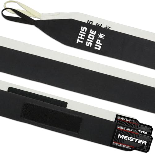 'Meister Elite 180'' Premium Adult Hand Wraps for MMA & Boxing - 2 Pair Pack w/Mesh Bag' | Premium double-woven elastic blend, maximum wrist support and knuckle protection for boxing, MMA and Muay Thai - color: Black & Vintage Ivory