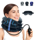 Adjustable Inflatable Cervical Traction Device, Soft Neck Stretcher Support Pillow with Sleep Eye Mask
