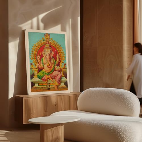 Monem Art Vintage Ganesha Canvas - Retro Ganapati Print - Elephant Headed God Art - Hindu Deity Art - Gift for Men & Women - Decor for Living Room, Bedroom or Dorm - Available in 8x10 to 30x40 - color: Style-04