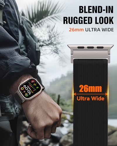 Trail Loop Nylon Sport Band Compatible with Apple Watch Ultra 3 2 Band for Men 49mm 46mm 45mm 44mm 42mm, Rugged Breathable Sport Adjustable Strap for iwatch bands Series 11/10/9/8/7/6/5/4, SE 3 2 1 - color: Black2(Silver)