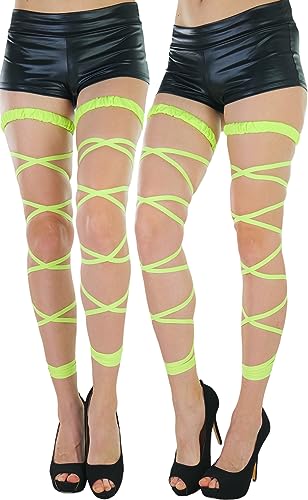 ToBeInStyle Women's Leg Wraps Ravewear Dancewear Elastic Straps Party Garter Music Festivals Costume Accessory Thigh High - color: Elastic Garter Wrap - Neon Green, size: One Size