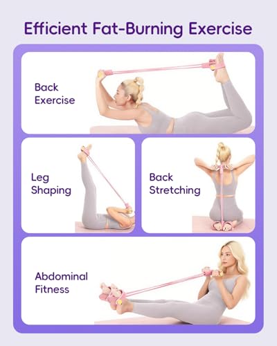 Pedal Resistance Band with Handle,6-Tubes Elastic Pull Rope Fitness Foot Pedal Resistance Bands for Women Girls Bestie Yoga Pilates Exercise Legs Calves Waist Arms Abdomen - color: purple