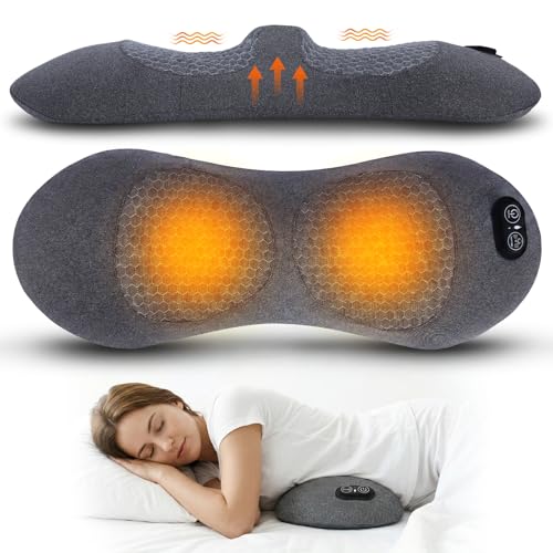 Electric Back Massager with Heat Vibration Airbag, Cordless Lumbar Support Pillow Neck Massager for Pain Relief Deep Tissue