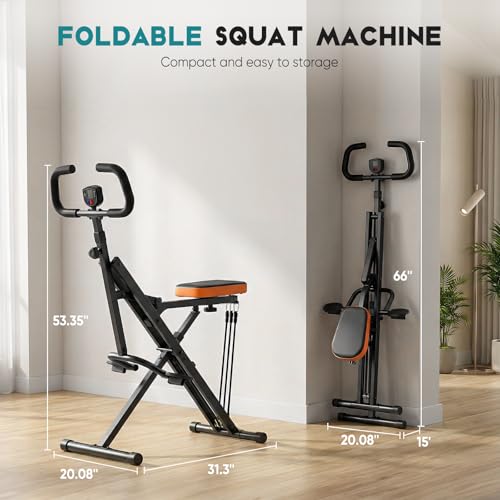 DUMOS Squat Machine, 330 LBS Capacity Heavy Duty Full Body Exercise Rower for Women with Adjustable Resistance, Foldable Glute Workout Equipment Exercise Machine for Home - color: Black