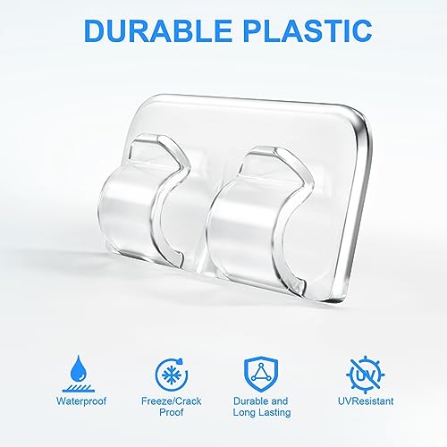 Hetyue Hooks for Outdoor String Lights Clips: 26Pcs Heavy Duty Light Hook | Outside Clear Cord Holders with Waterproof Adhesive Strips - Sticky Clip for Hanging Christmas Lighting Outdoors